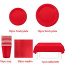 Solid Red Theme Birthday Party Supplies Disposable Dinnerware Paper Napkin Cup Plate Tablecloth Banner for Wedding Decoration