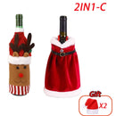 Christmas Wine Bottle Cover Set Santa Claus Snowman Knitted Wool Red Wine Bottle Bags For New Year Xmas Party Dinner Table Decor