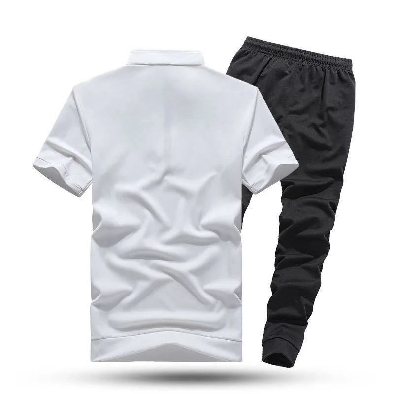 2023 Summer New Men's Classic Fashion Short Sleeve T-shirt Suit Men's Casual Comfort Large Size High-Quality Sports Suit M-5XL