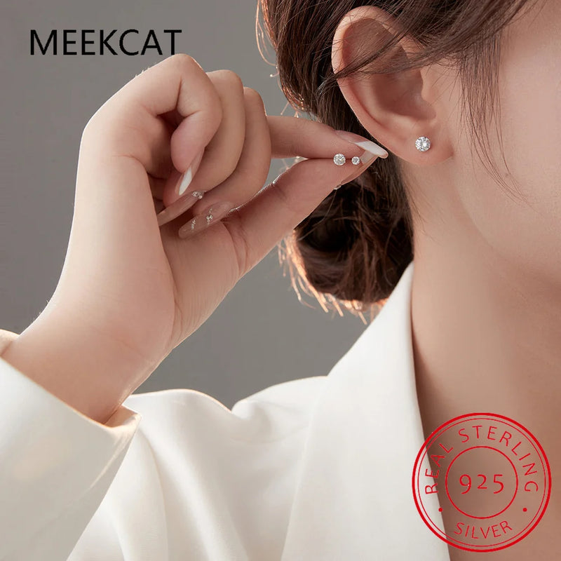 Moissanite Stud Earrings 0.4-4 ct D Color 925 Sterling Silver White Gold Plated Ear Studs for Women Men Screw Back Stud Earrings