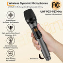 Saiyin Rechargeable Wireless Microphone, Uhf Dual Handheld Dynamic Microphone Karaoke System, with Rechargeable Microphone and Receiver, 200 Ruler Range, 1/4''&1/8'' Output, for Amplifier, Amplifier System