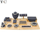 Bamboo and Wood with Microfiber Cloth Jewelry Display Stand Necklace Ring Display Stand Bracelet Earrings Display Jewelry Stand