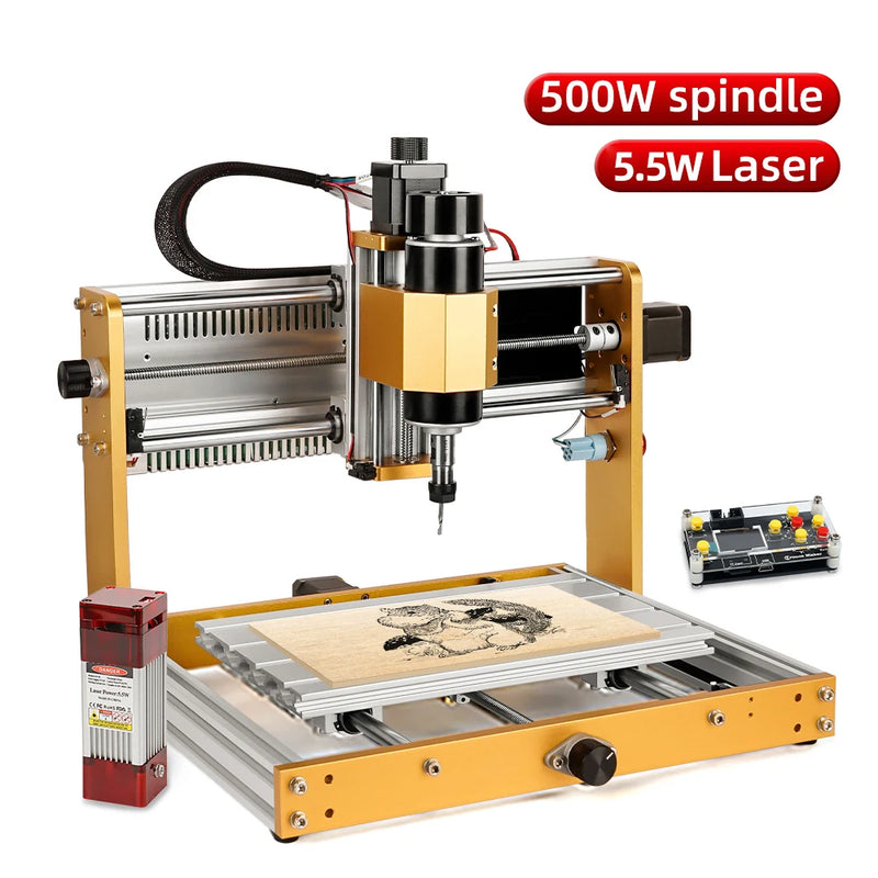 500W CNC Router Machine, CNC 3018 Pro MAX CNC Machine, All-Metal Milling Machine for Wood Acrylic MDF Fiber Carving Cutting
