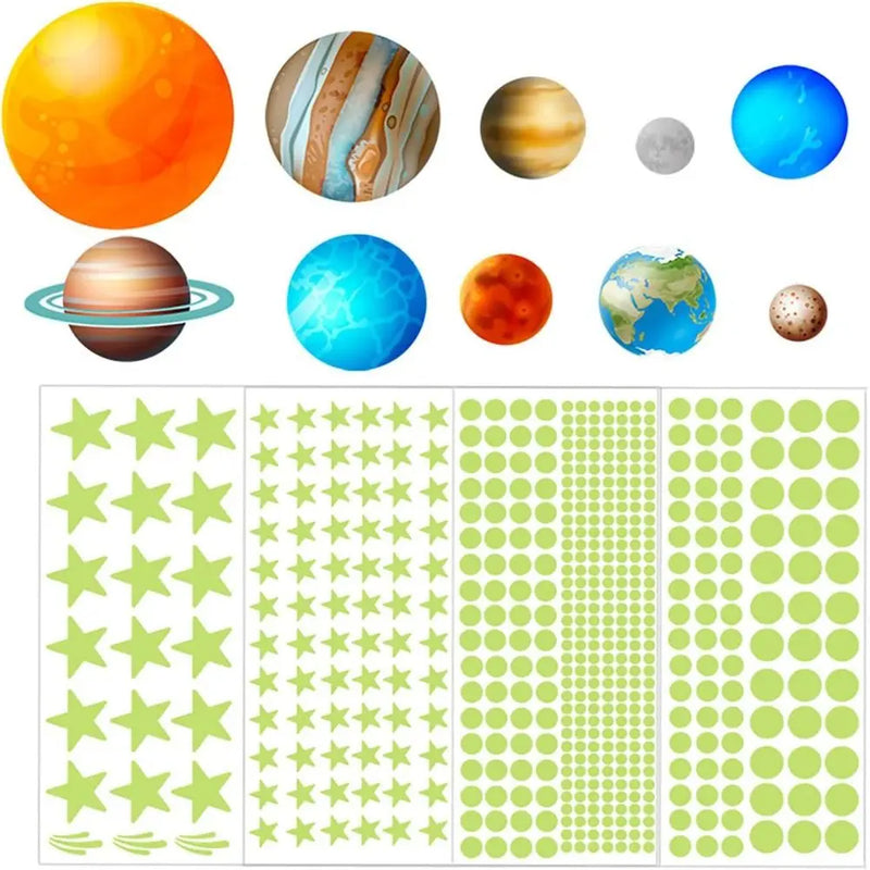 Luminous Stars Wall Stickers DIY Glow in The Dark PVC Planet Wall Decals Ceiling Stars Planets Stickers Home Decoration