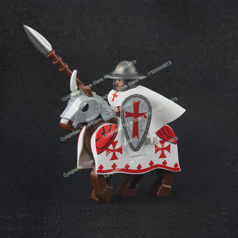 Medieval Knight Stormwind City Guard Reloaded Golden Horse Silver Horse Action Figures Building Blocks Accessories Toys DT8902