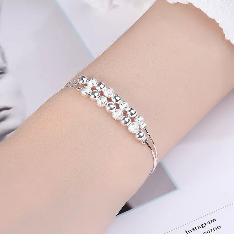 hot sale 925 Sterling Silver fine lovely beads chain bracelets for women fashion lady cute jewelry wedding party Christmas gifts