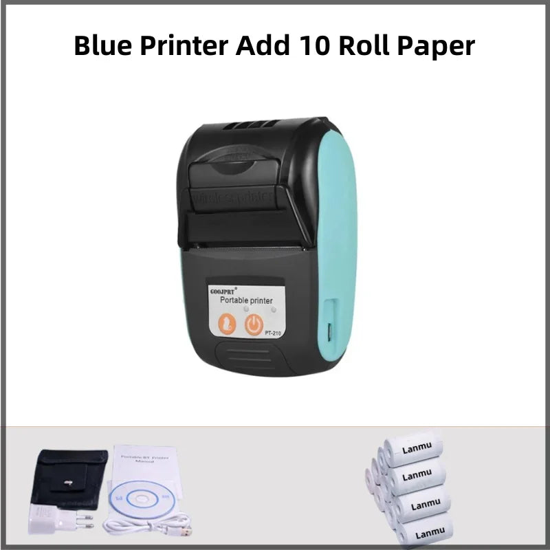 58mm printer Portable wireless Bluetooth thermal printer PT-210 Portable receipt printer shipped for free