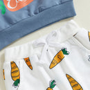 Adorable Toddler Boys Easter Outfits with Bunny Print Long Sleeve Sweatshirts and Carrot Patterned Long Pants - 2 Piece