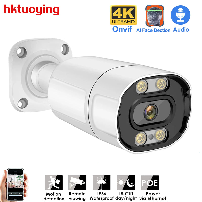 4K 8MP POE IP Camera ONVIF H.265 Audio Record CCTV  3MP 4MP 5MP Waterproof IP66 Outdoor Home Security Video Surveillance