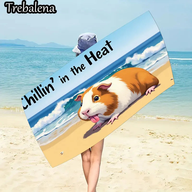30*60inch Ultra-Soft Beach Towel with Beach Fun Guinea Pig Chillin in The Heat Towel