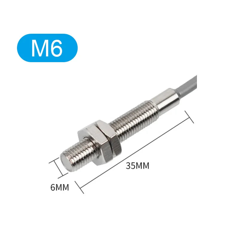 Mini Inductive Sensor Switch Stainless Steel IP65 Waterproof Proximity Switch with 2m Cable M3 M4 M5 M6 Three Wire NPN PNP