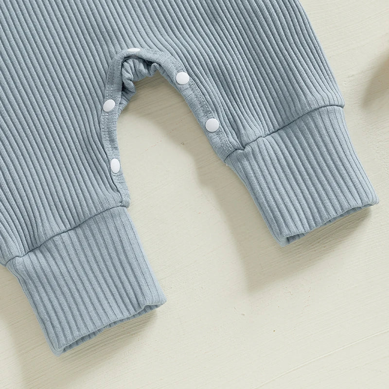 Adorable Easter Bunny Print Romper with Matching Hat for Baby s First Easter Celebration - Long Sleeve Round Neck Jumpsuit