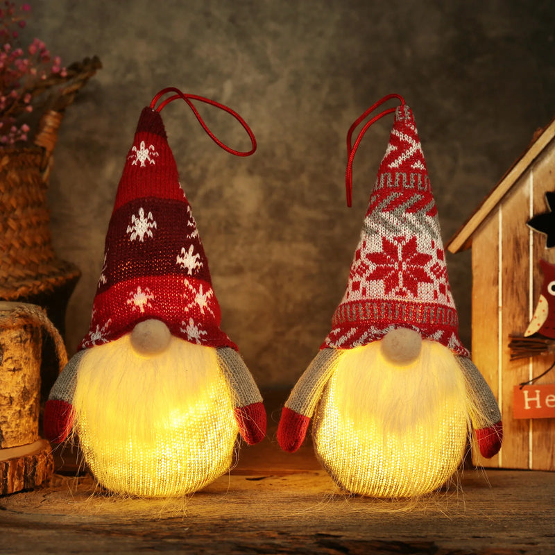 Christmas LED Light Ornament Luminous Faceless Gnome Doll Xmas Kid Gift 2023 Christmas Decoration for Home Navidad Noel New Year