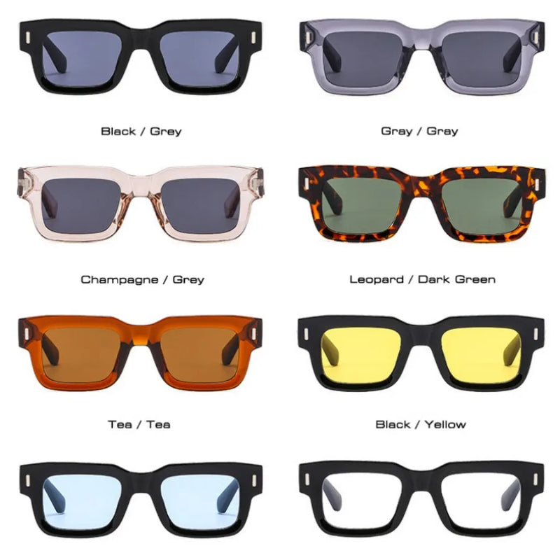 2023 New Retro Grey Square Sunglasses For Women Men Fashion transparen Frame Glasses  Eyewear Male Shades UV400 Rivets Eyeglasse
