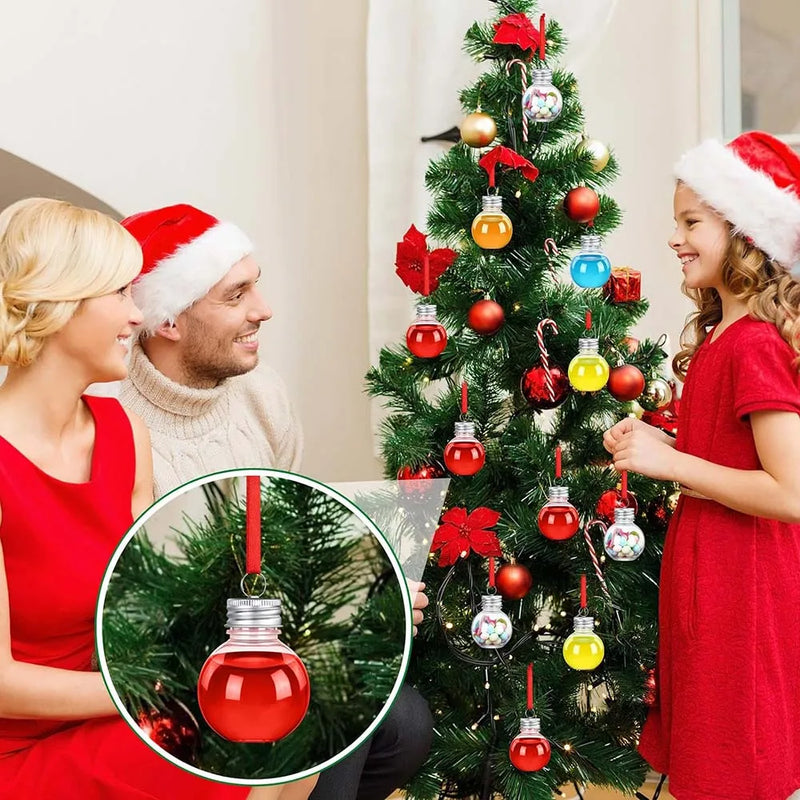 30-100PC Christmas Booze Balls Plastic Fillable Ball Ornament Christmas Hanging Ornaments Water Bottle Bulbs for Christmas Decor
