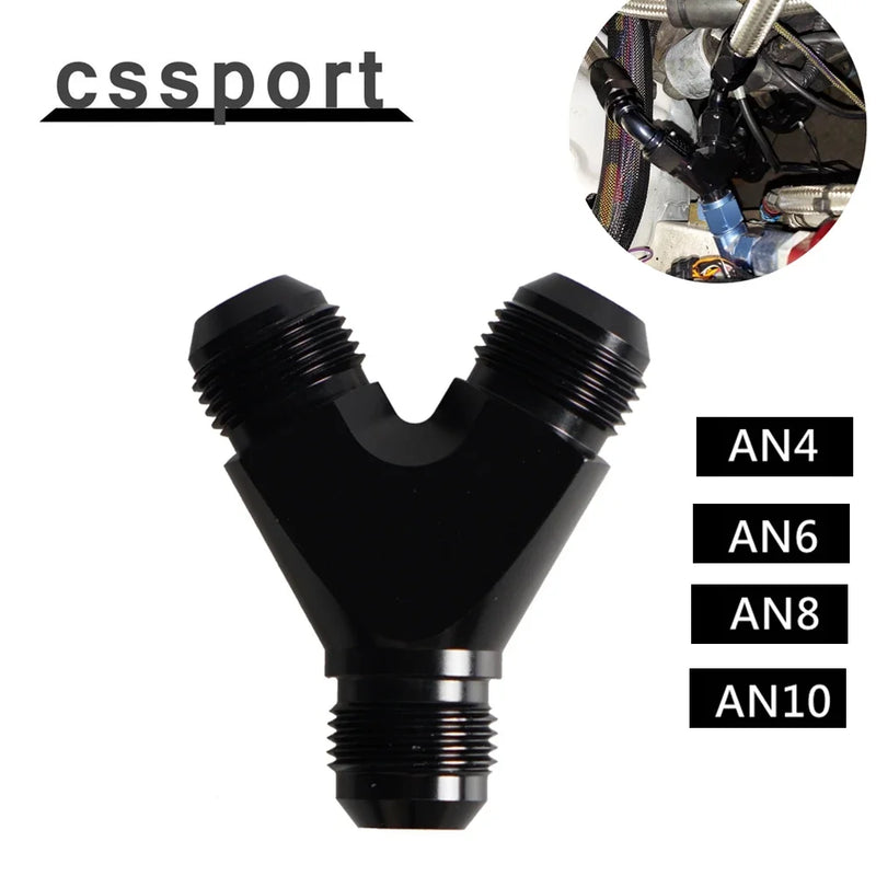 UniversalY Adapter Block Male Thread Fuel Hose Fitting Adapters AN4 AN6 AN8 AN10 Tee oil pipe joint Aluminium Easy to install