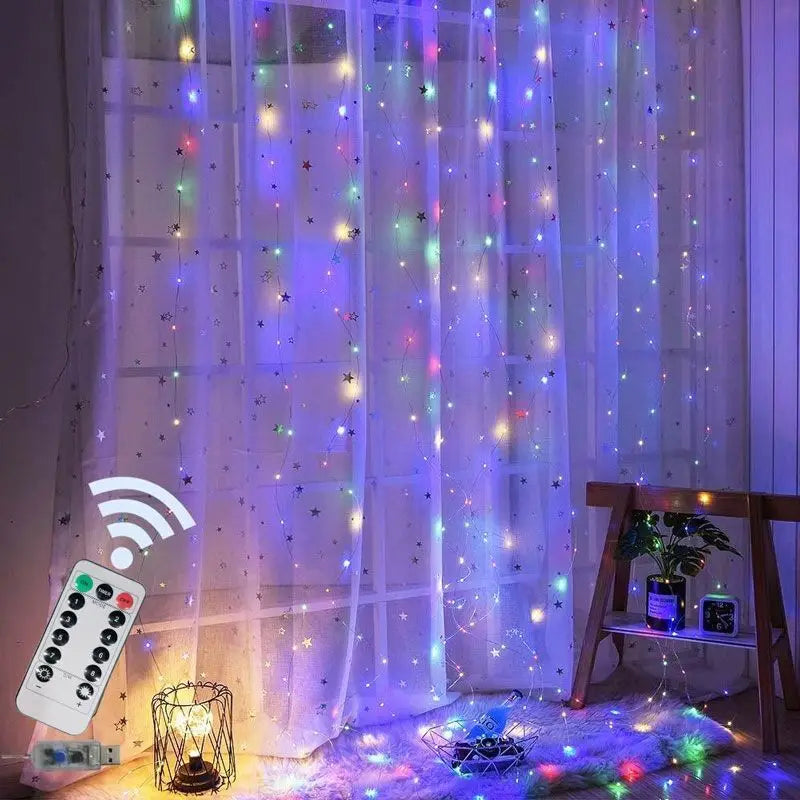 Holiday Decor Party Birthday Decoration LED 8 Mode Christmas Light USB Curtain String Light 3M 4M 6M Garland Wedding Fairy Light