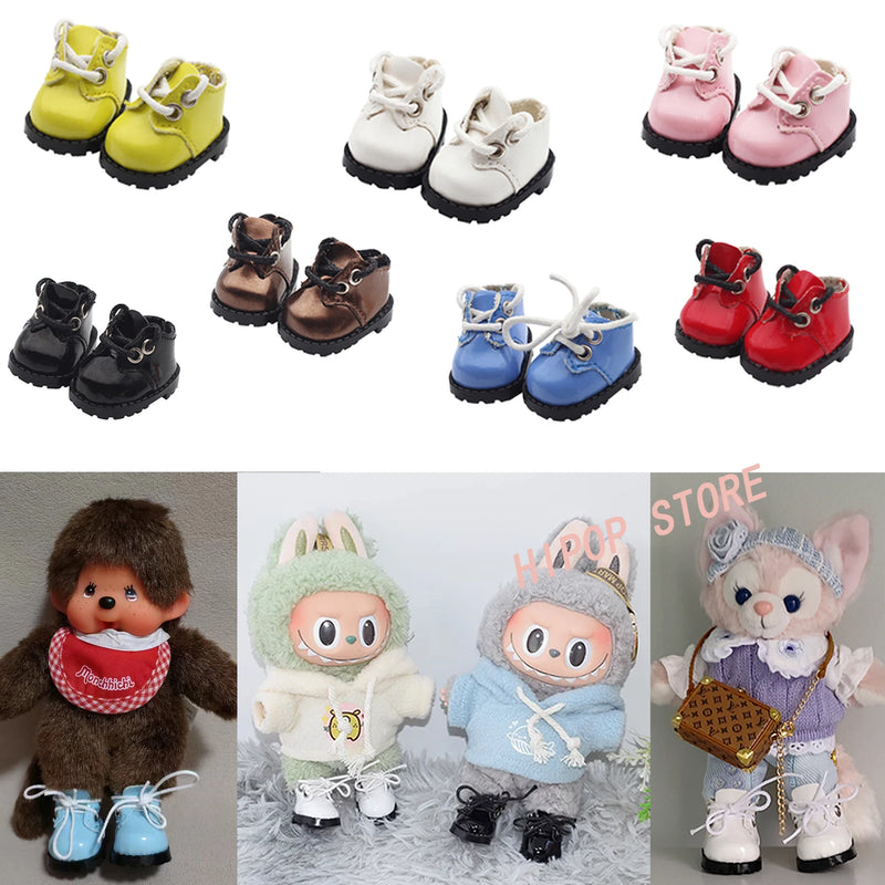 Labubu Shoes (3.8*2.3cm)  for 17cm Labubu Macaron  and 10cm EXO /Cotton Doll Finger Shoes Doll Leather Shoes