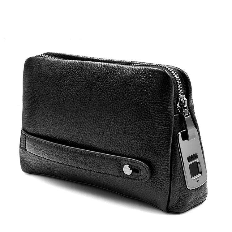 Men's Fingerprint Lock Bags for men Leather Hand Bag Male Long Money Wallets Mobile Phone Pouch Men Messenger Bag Anti-Theft