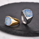 Trend Colourful Signet Square Ring Metal Glossy Geometric Width Crystal Bud Finger Punk Style Fashion Ring Jewelry Accessories