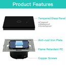 BSEED 2Pack Light Switches Wall Touch Switches 1Gang 2Way LED Sensor Tempered Glass Interrupter EU Standard Blue Backlight 240V