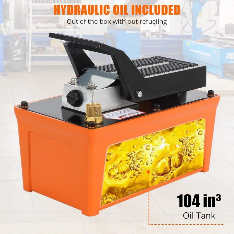 Air Hydraulic Pump,10,000 PSI 1/2 Gal Reservoir, NPT 3/8" Oil Outlet, 6.6 ft Pipe, Foot Actuated Hydraulic Pump Air Treadle