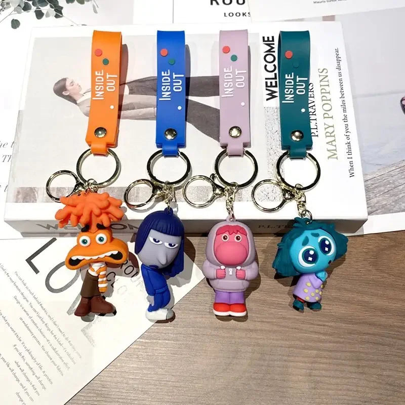 New Inside Out 2 Keychain Figure Toy Joy Sadness Anger Disgust Fear Doll Anime Bag Keyring Toy Christmas Gifts