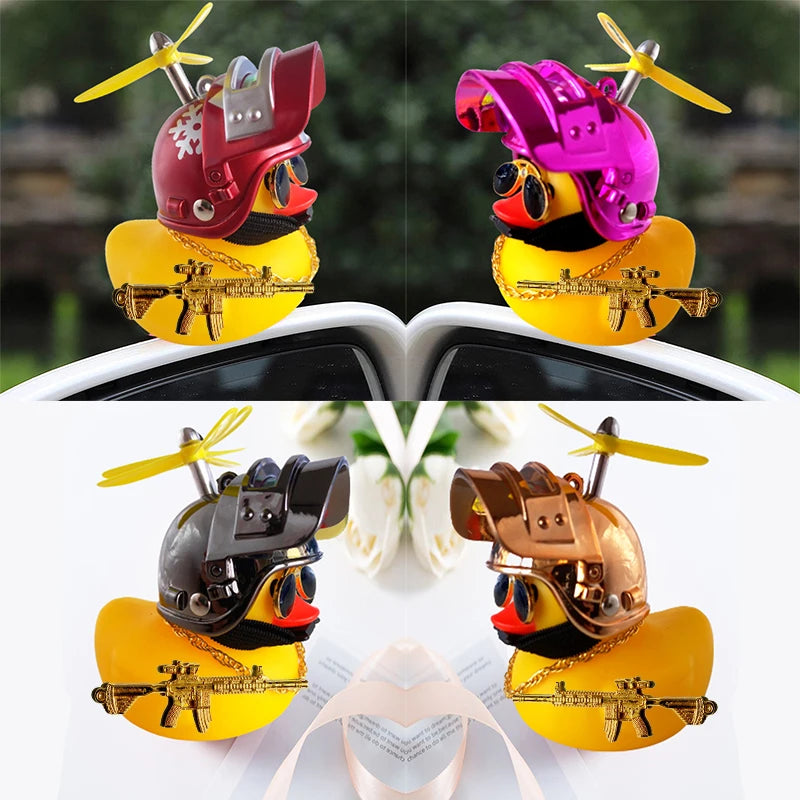 Motor Accessories Yellow Duck Ornaments with Helmet for Bike Without Lights Auto Accessories Duck In The Car Interior Decoration