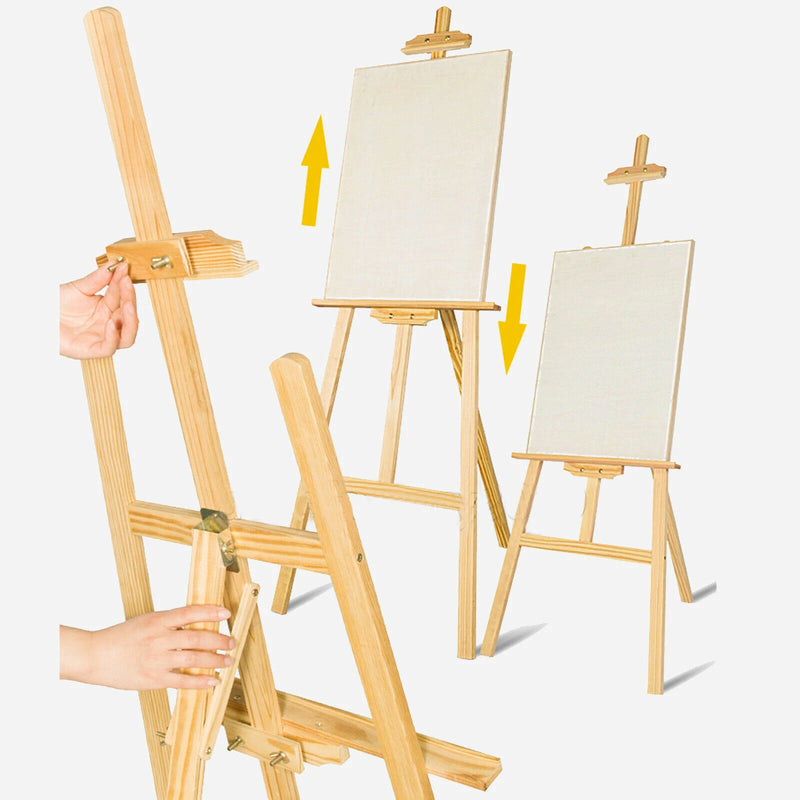 150cm Professional Studio Easel, Solid Pinewood Artist Easel Foldable and Adjustable, A-Frame Easel Stand for Art Craft Display