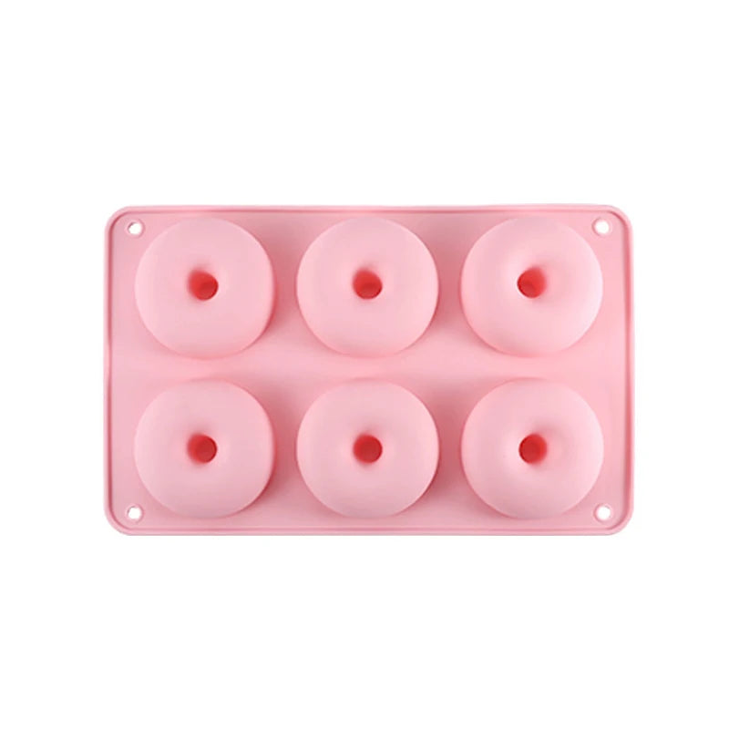 6 Donut Cake Silicone Molds Kitchen Baking Cookie Mold High Temperature Resistant Baking Tray Donut Making Mold Cake Accessories