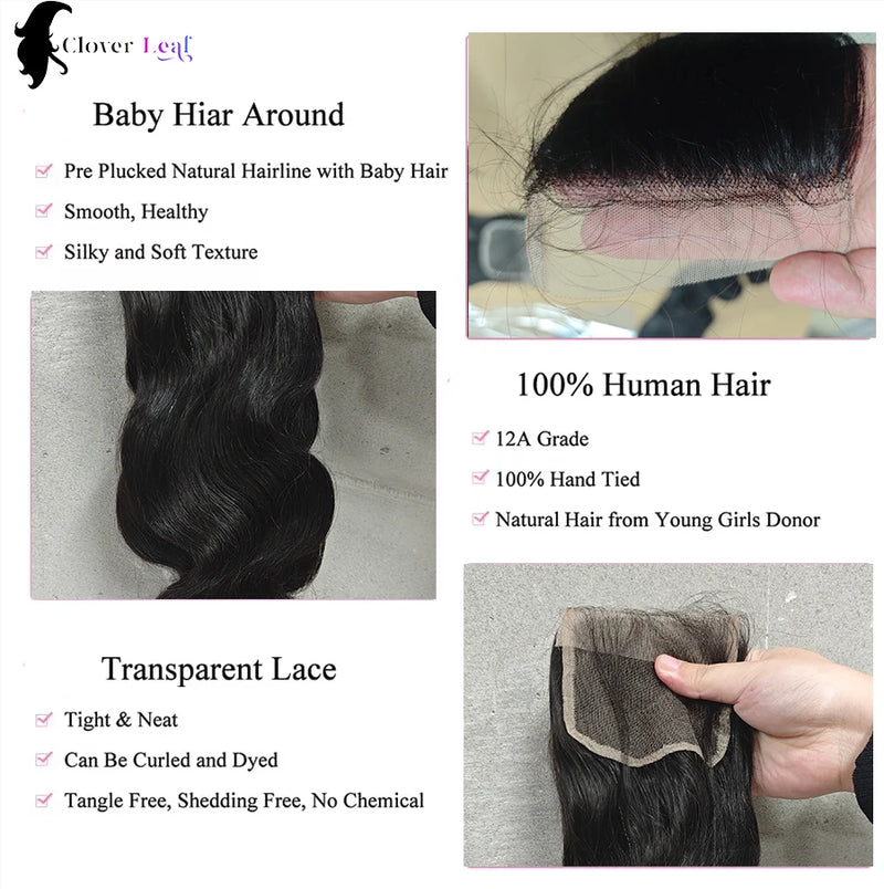 24 Inch Body Wave Bundles With Closure Brazilian Hair Weave 3 Bundles With Closure Natural Human Hair Bundles With 4X4 Closure