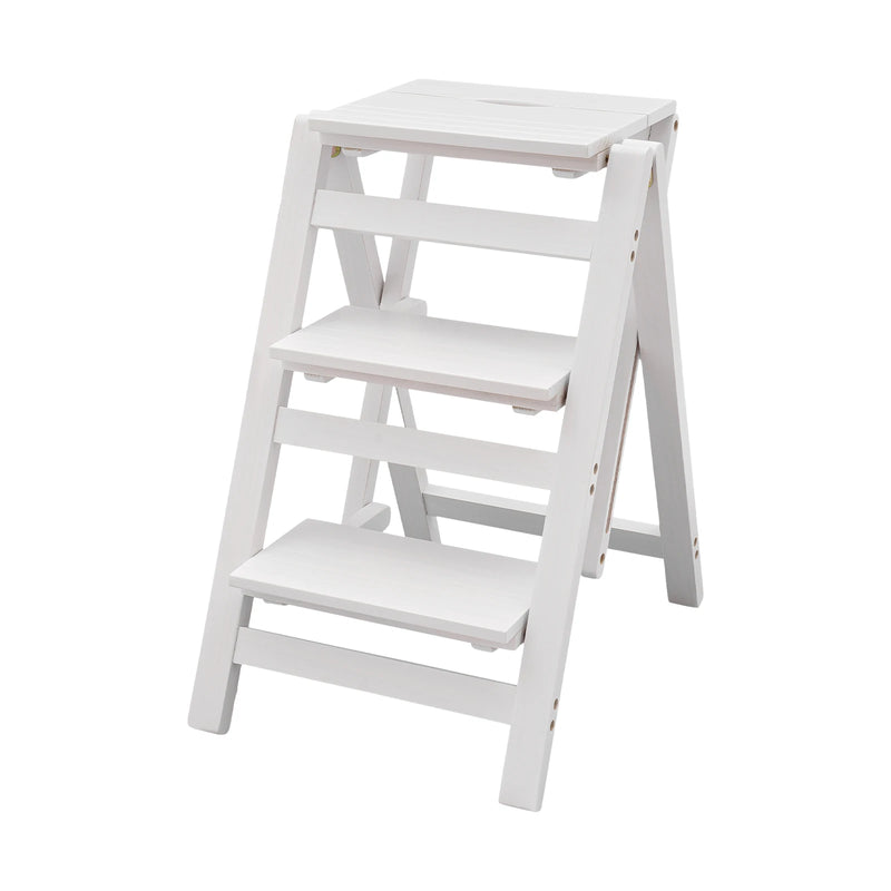White Step Stool  3 Step Ladder Folding Step Stool used as a chair, stool, ladder or a shelf for storage