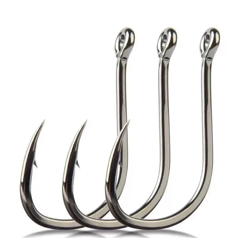 400 Pcs High Carbon Steel Fishing Hooks Wide Gap Offset Fishing Hook Set for Saltwater and Freshwater with 10 Sizes