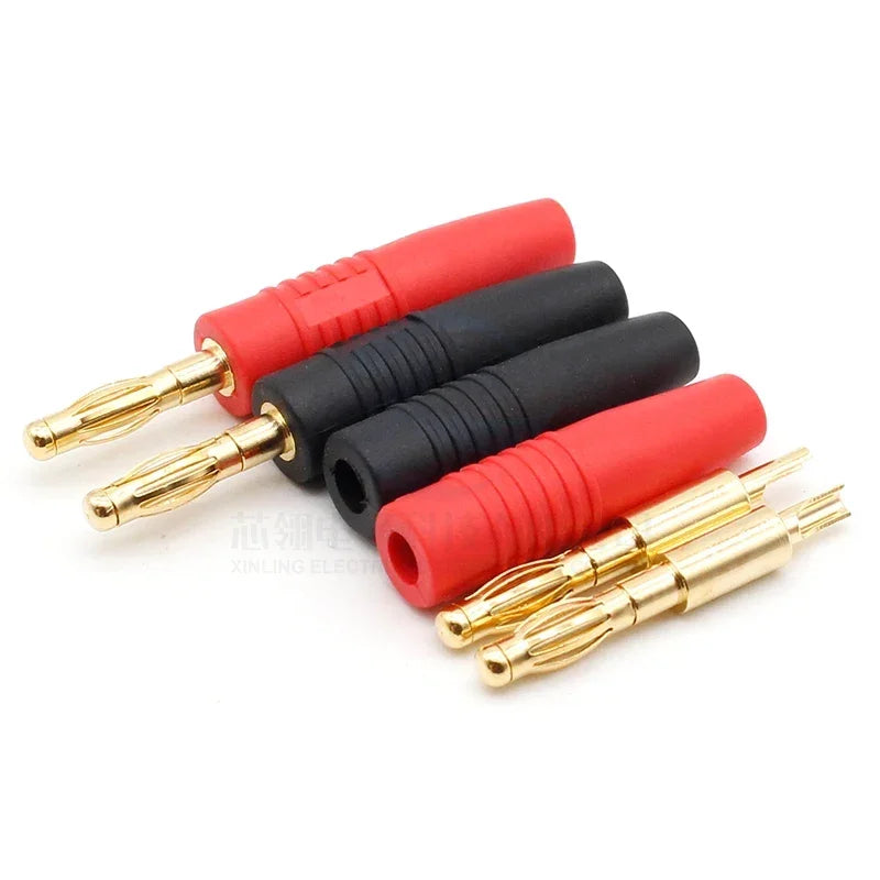 4pcs 4mm Plugs Gold Plated Musical Speaker Cable Wire Pin Banana Plug Connectors