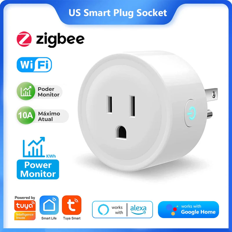 US Mexico Peru WiFi TUYA Zigbee Smart Plug Socket Power Monitor Outlet Home Appliances Smart Living Works With Alexa Google Home