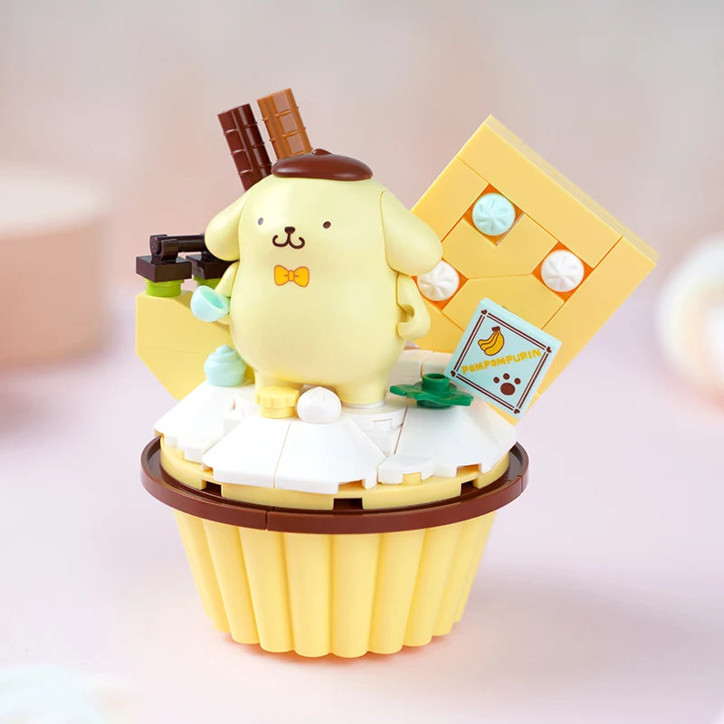New Keeppley Sanrio Building Block Kuromi Gemini Hellokitty Cartoon Ice Cream Cake Decoration Model Children's Toy Birthday Gift
