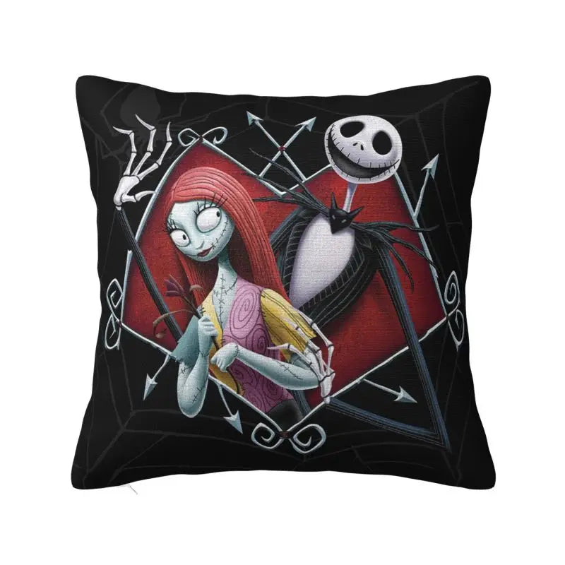 Custom Halloween Skull Jack Sally Throw Pillow Case Home Decor Nightmare Before Christmas Movie Cushion Cover Square Pillowcase