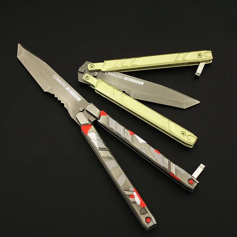 Weapon Model Toy 21cm Valorant Peripheral Reconnaissance Butterfly Knife-Camouflage Red Alloy Throwing Knife Weapon Model Toy