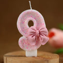 2th Birthday Candles Number 2 Candles with Pink Glitter Bow Happy Birthday Cake Topper Decoration for Party Celebrations