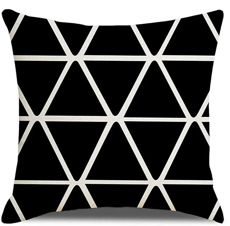 Black Geometric Linen Cushion Cover, Home Decor, Living Room Sofa Pillow Cover Decor, Suitable for Bedroom Car 40x40 60x60 50x50