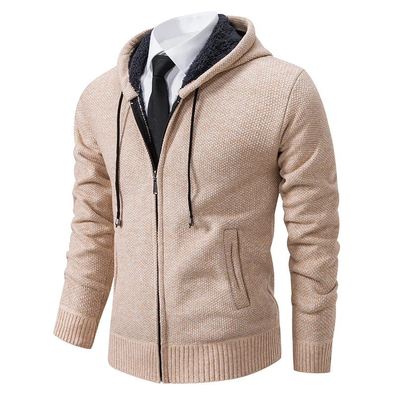 Mens Autumn Winter Sweater Hoodies Fleece Cardigan Zip Jacket Knitting Cardigans Fashion Casual Slim Fit Korean Mens Top Clothes