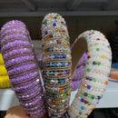 Full Crystal Luxury Hair Accessories Hairbands Sparkly Padded Rhinestones Headbands Headdress Black White Pink Women Headband