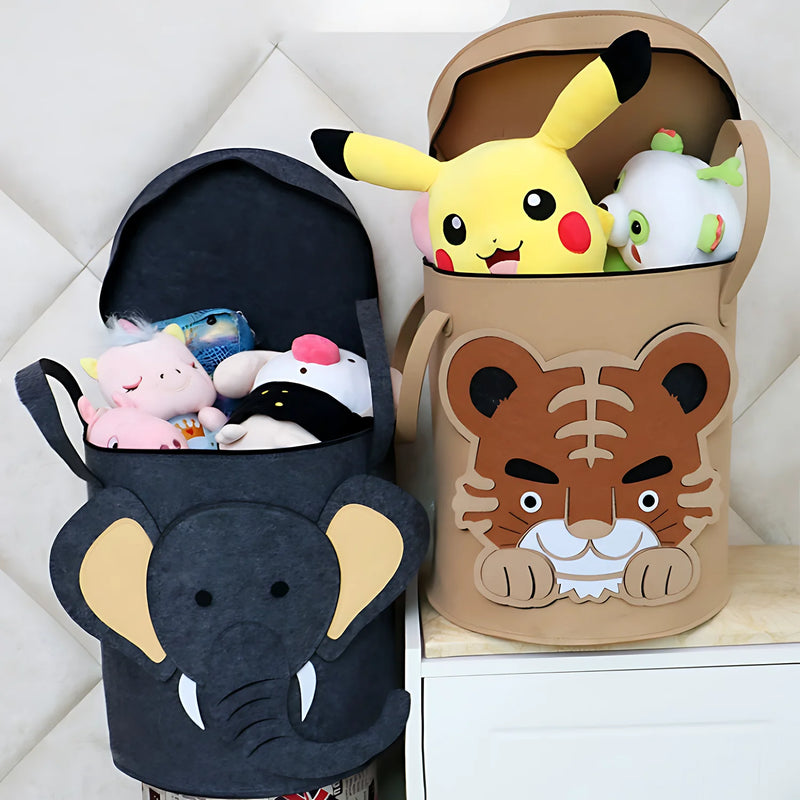 Toy Storage Bucket Cartoon Animal Storage Basket Large Capacity Storage Basket with Lid Foldable Storage Basket Home Supplies