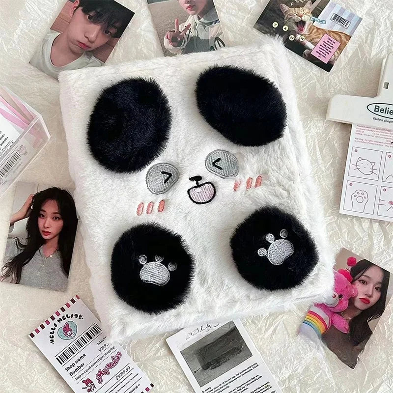 A6 Kpop Cartoon Plush Collect Book Binder Photo Album Idol Card Holder Book Cute Girl Diary Planner Cover School Stationery