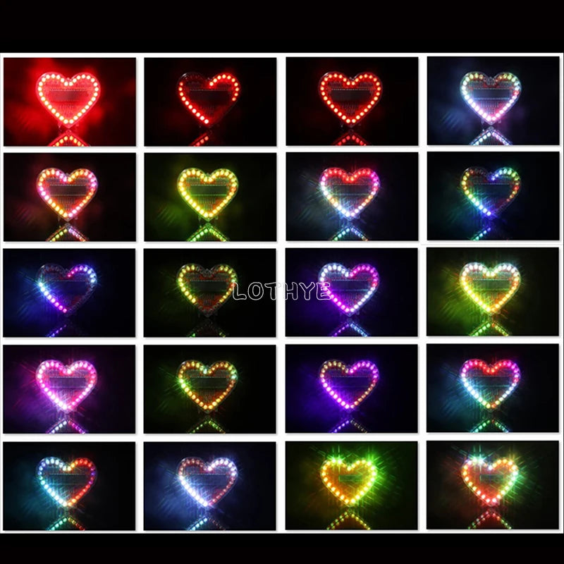 RGB Colorful Flowing Water Light Heart-shaped DIY Soldering Kit Love LED Circuit Board Welding School Welding DIY Practice Board