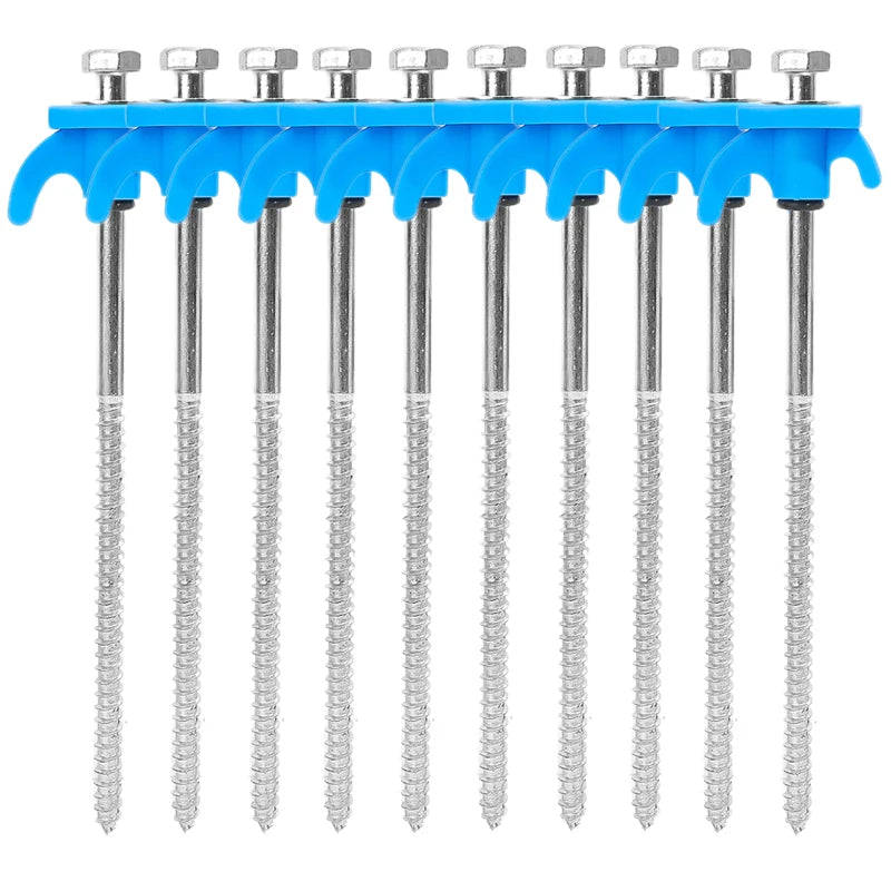 10/2pcs Metal Tent Spikes Camping Pegs Drill in Ground Anchors Heavy Duty Spiral Screw with Hex Socket Stakes Camping Stakes