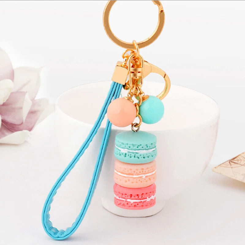 EASYA France Paris Cute Macaroon Effiel Tower Macarons Keychain Colorful Keyring Bag Pendant Car Charm Key Holder