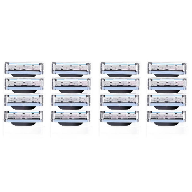 8-48pcs Stainless Steel Shaver Cutting Head 3 Layer Safety Razor for Gillette Mach 3 Replacement Refills Manual Razor Blades Gif