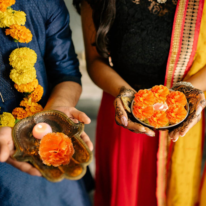 Marigold Flower Heads Bulk, Silk Mexican Flowers for Diwali Home Decor Wedding Party Decoration Halloween Decor for Indian Pooja