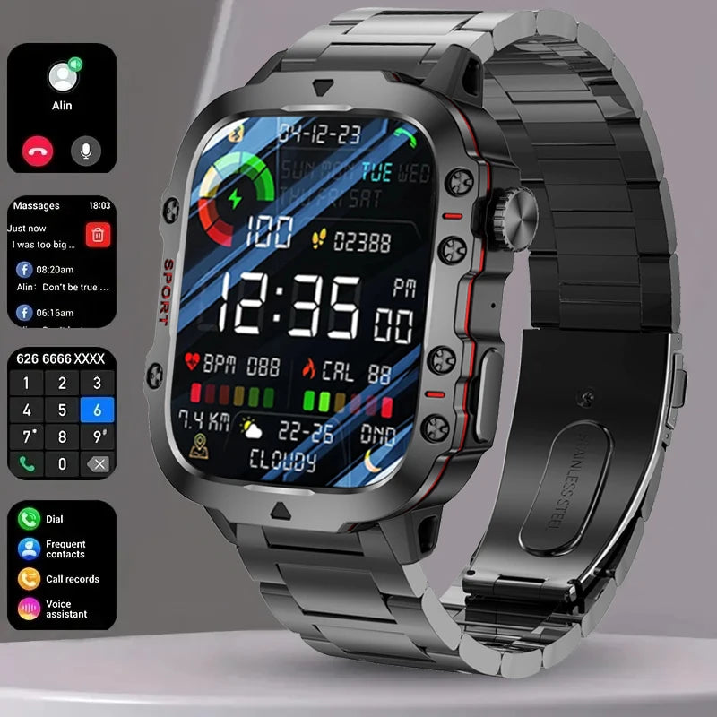 2024 Outdoor Smart Watch Men 2.01" Screen 3AT Waterproof Watches Bluetooth Call Ai Voice Sport Smartwatch For Android Xiaomi IOS